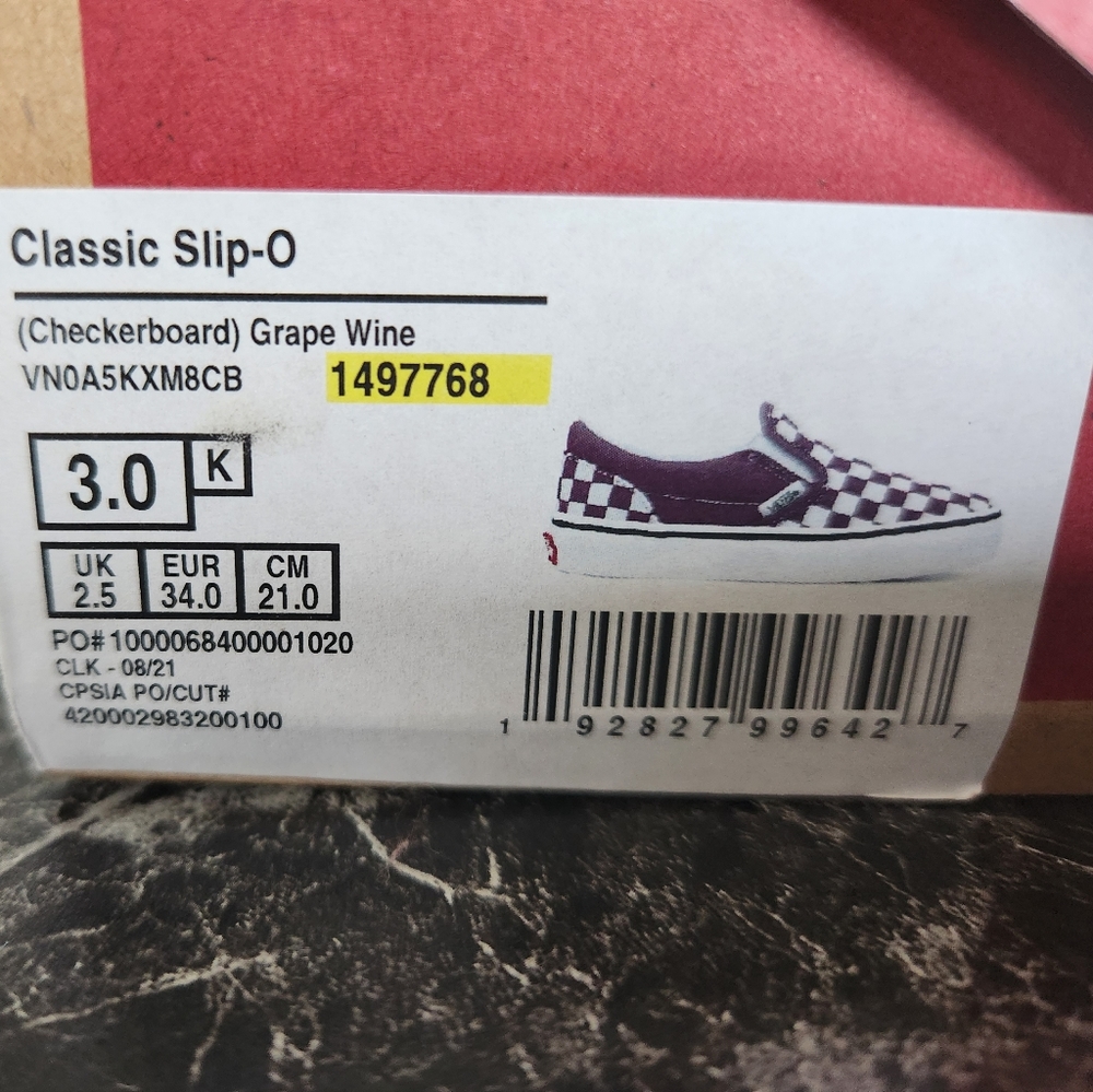 Vans, kids size 3, slip on, Brand new, never worn